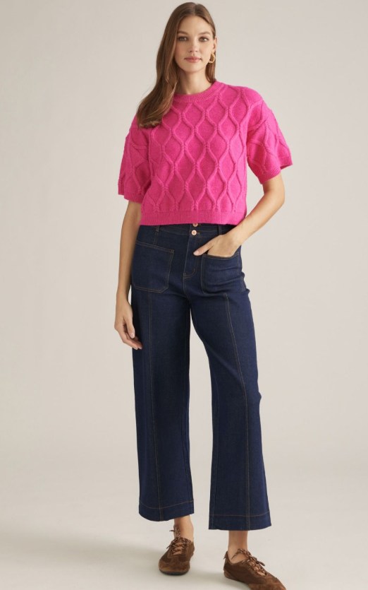 Diamond Knit Short Sleeve Sweater