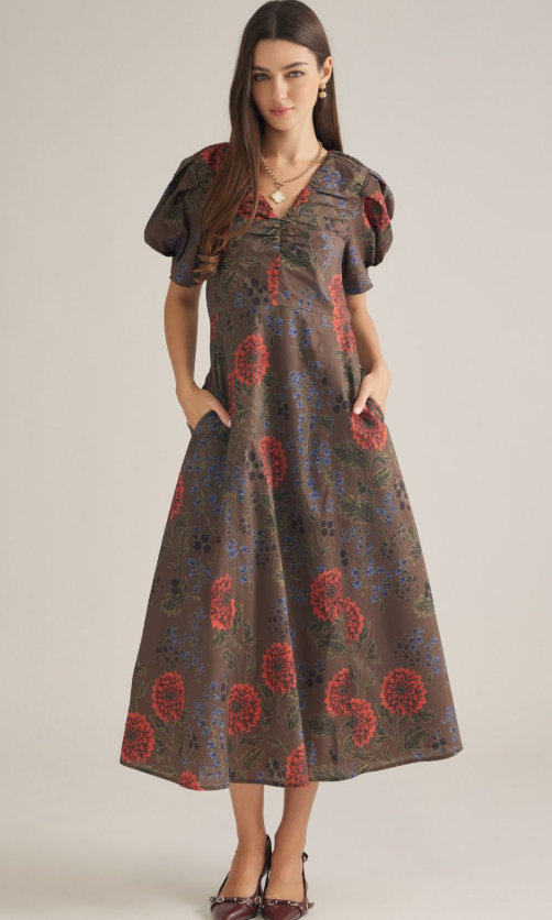 Dahlia Puff Sleeve Midi Dress