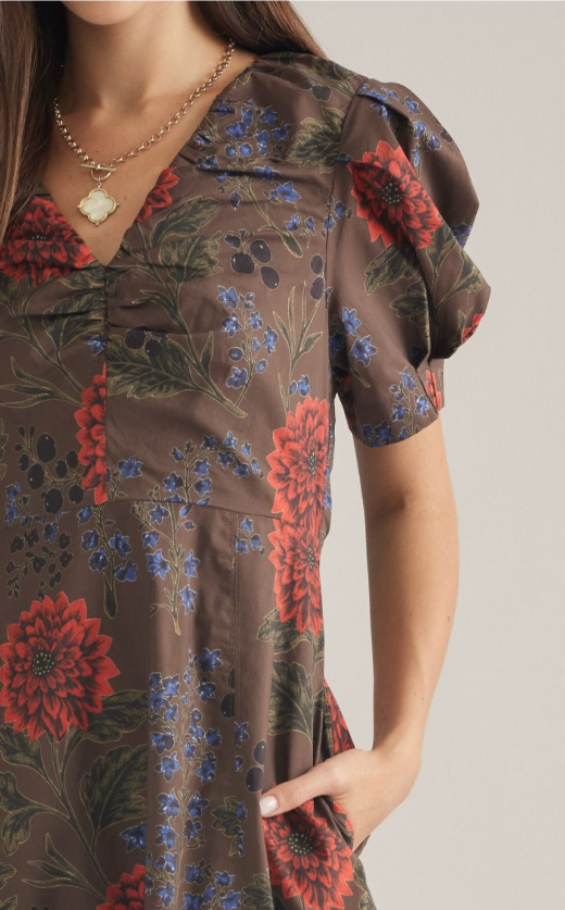 Dahlia Puff Sleeve Midi Dress