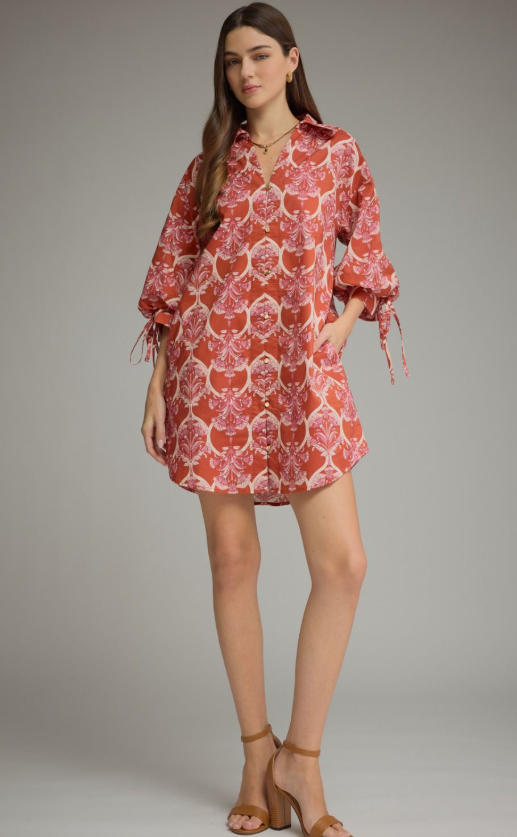 Rust Mini Shirt Dress