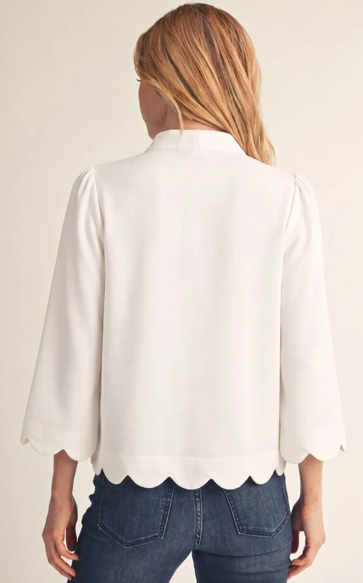 Scallop Edge Ivory Blouse