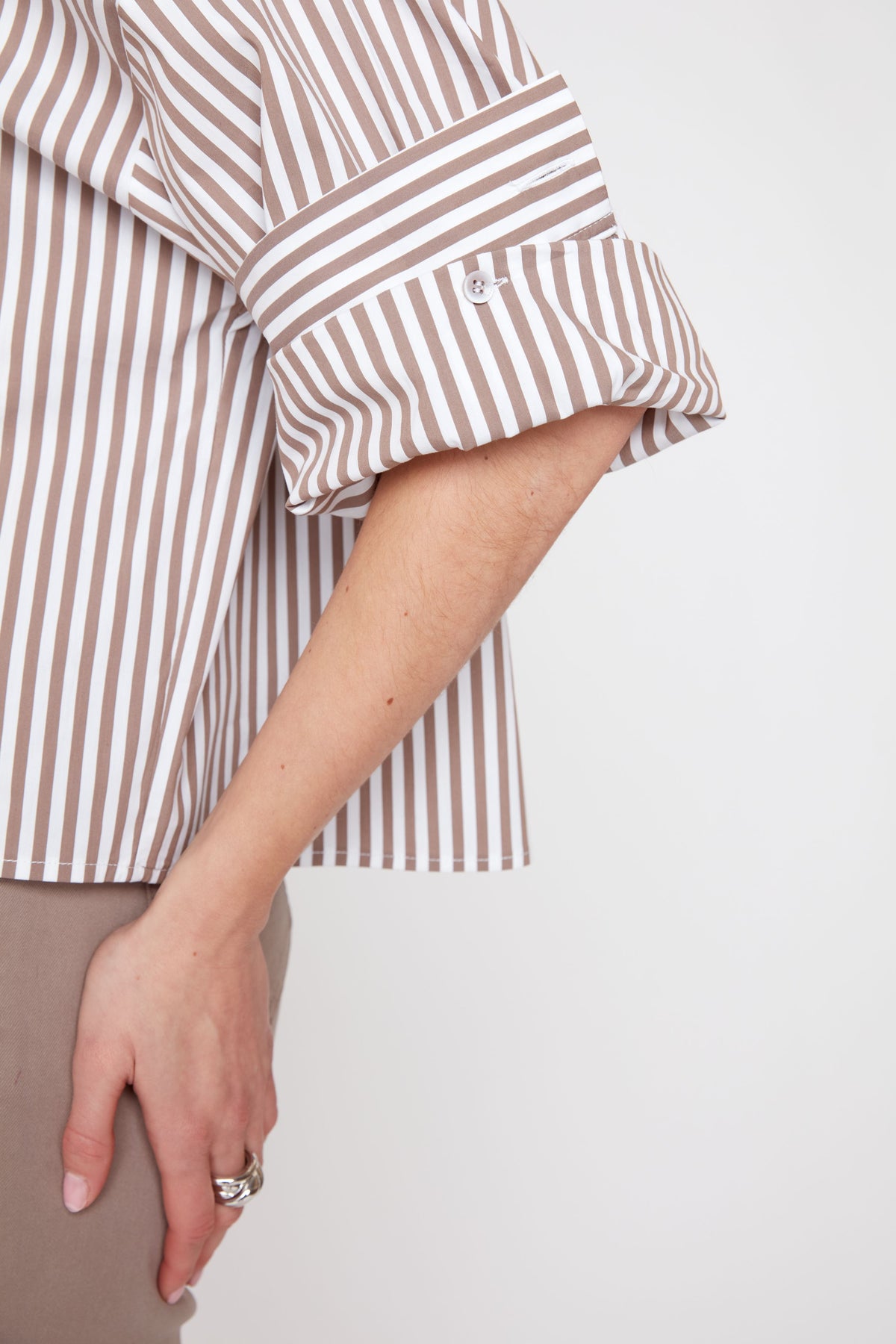 Striped Cotton Cropped Blouse