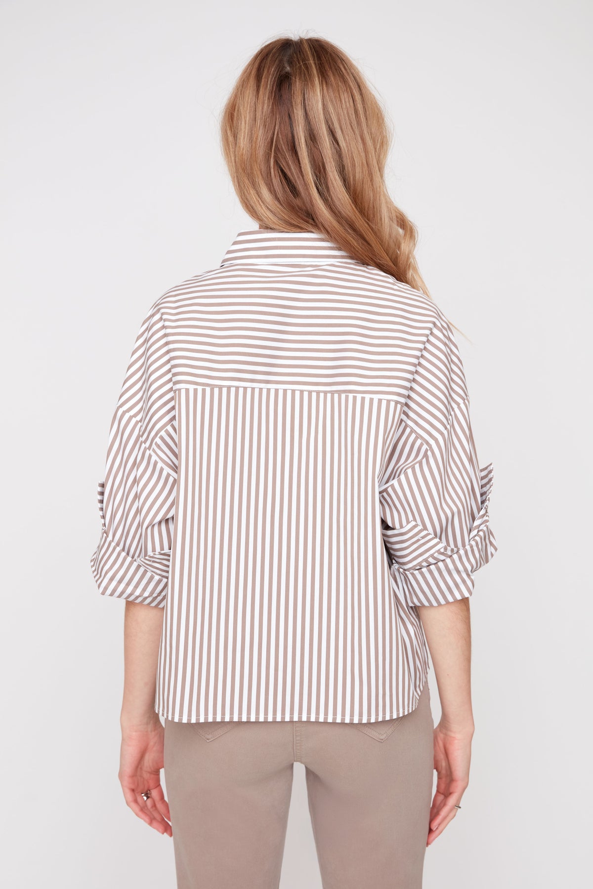 Striped Cotton Cropped Blouse