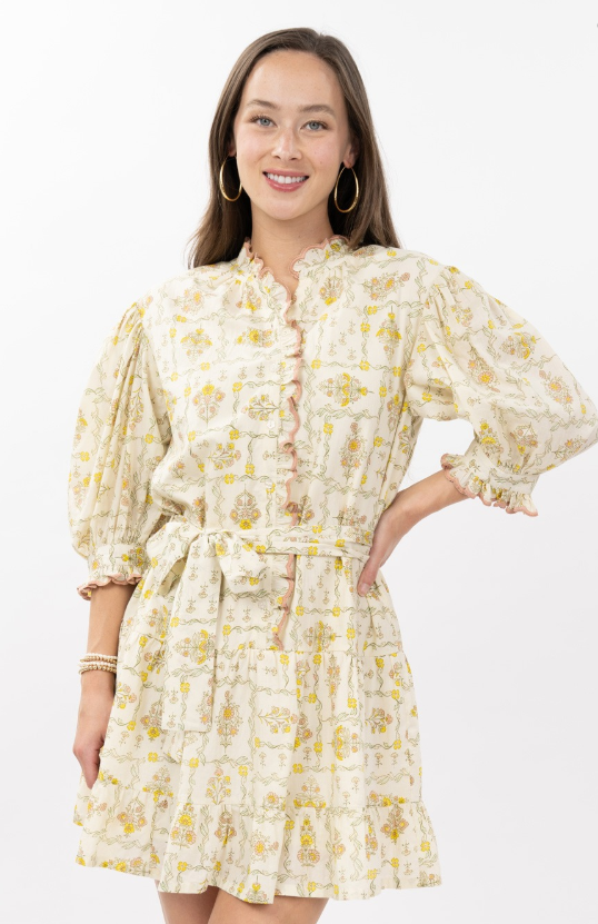 Trellis Flowers Mini Dress